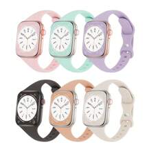 3pcs Apple Watch Band With Buckle Design For Slimming Effect And Soft Silicone Material, Compatible With Apple Watch Series Ultra/Se/8/7/6/5/4/3/2/1, Sizes: 38mm, 40mm, 41mm, 42mm, 44mm, 45mm, And 49mm - Black+Brown+Apricot - View 1