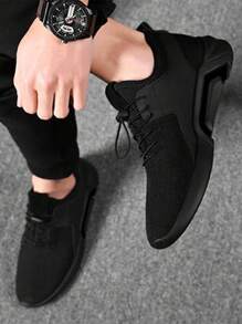 Men's Athletic & Casual Breathable Running Shoes For Students, Summer Mesh Sneakers, Work Shoes With Anti-Slip & Anti-Odor Function, Black - Black - View 4