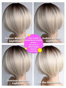 12吋金色漸層瀏海短款適合日常配戴合纖女假髮 - 漸層 - 查看 9