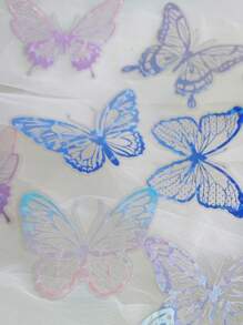 1 Paquete/20 Piezas Etiqueta Engomada Brillante Para Scrapbooking, Hueco En Mariposa Y Concha De Mar Para Decoración - Multicolor - Ver 7