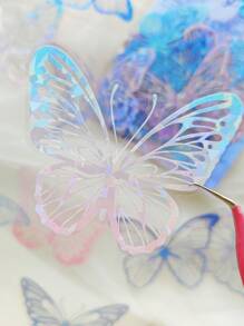 1 Paquete/20 Piezas Etiqueta Engomada Brillante Para Scrapbooking, Hueco En Mariposa Y Concha De Mar Para Decoración - Multicolor - Ver 4