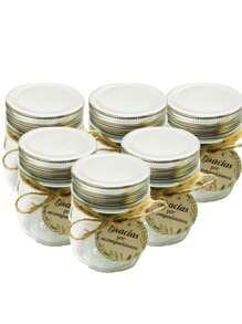 Thank You Glass Jars, PACKS OF 3,6 AND 12 PZS. Clear Glass Jar, With Silver Screw Lid, Thank You Card And Decorative Bow, Memory Jar, Jars For Sweets, Chocolates. Gift Jars, Souvenirs... - 6個 - 查看 1