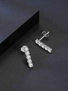 BLOVEMEE 2pcs Fashion Versatile 925 Sterling Silver 1 Carat Moissanite Diamond Stud Earrings, Suitable For Women Everyday Wear, Mother's Day, Valentine's Day Gift