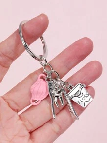 1pc Dentist Keychain Mask Toothpaste Toothbrush Combination Pattern Keyring Pendant Bag Accessory Key Chain Charms Scrubs Nurse Pins - Silver - View 1