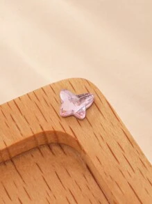 1入組簡約蝴蝶形牙鑽扁底牙鑽,美牙珠寶女士派對假面舞會裝飾 - 粉色 - 查看 1