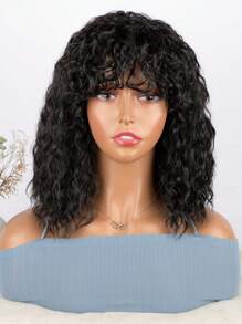 Natural Messy Medium Length Curly Hair, Black Wavy Wigs With Heat Resistant Synthetic Wig Suitable For Daily Gatherings And Halloween Wigs  Curly Hair With Bangs