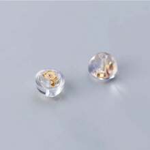 6對金色和銀色橡膠耳塞,背夾和勾子,用於diy耳環製作配件 - 金矽膠耳堵 - 查看 1