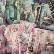 50pcs/Pack Material Paper Alice'S Dreamscape Series Fantasy Background Scrapbooking Decorative Paper - Pink - View 6