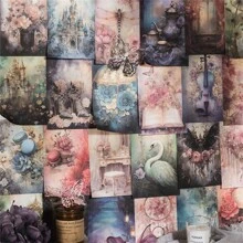 50pcs/Pack Material Paper Alice'S Dreamscape Series Fantasy Background Scrapbooking Decorative Paper - Pink - View 7
