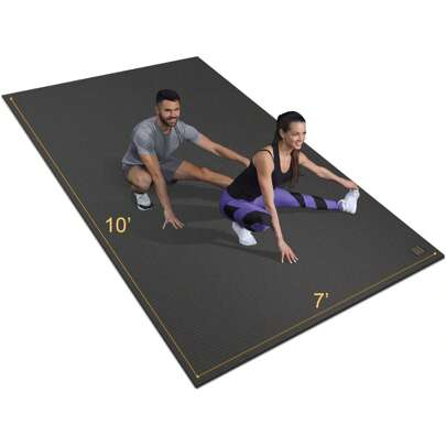 Gxmmat Large Exercise Mat 10'X7''X7mm, Thick Workout Mats For Home Gym Flooring, Extra Wide Non-Slip Durable Cardio Mat, High Density, Shoe Friendly, Perfect For Plyo, MMA, Jump Rope, Stretch, Fitness