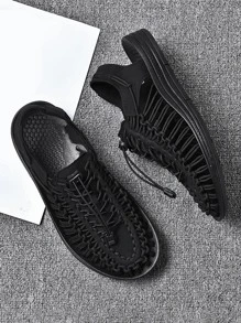 Men's Handmade Woven Outdoor Sandals, Casual Beach Flat Countryside Walking Shoes