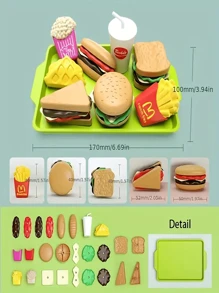 儿童游戏屋仿真玩具-汉堡包、迷你剧场 早餐汉堡薯条 仿真厨房玩具-仿真/食物（产品图片随机，以实物图片为准）食物，厨房玩具，厨房，食物，厨房玩具，玩具食物，我吃孩子，儿童游戏套装，毛毡食物，食物，厨房玩具，玩食物 - 9件套裝 - 查看 4