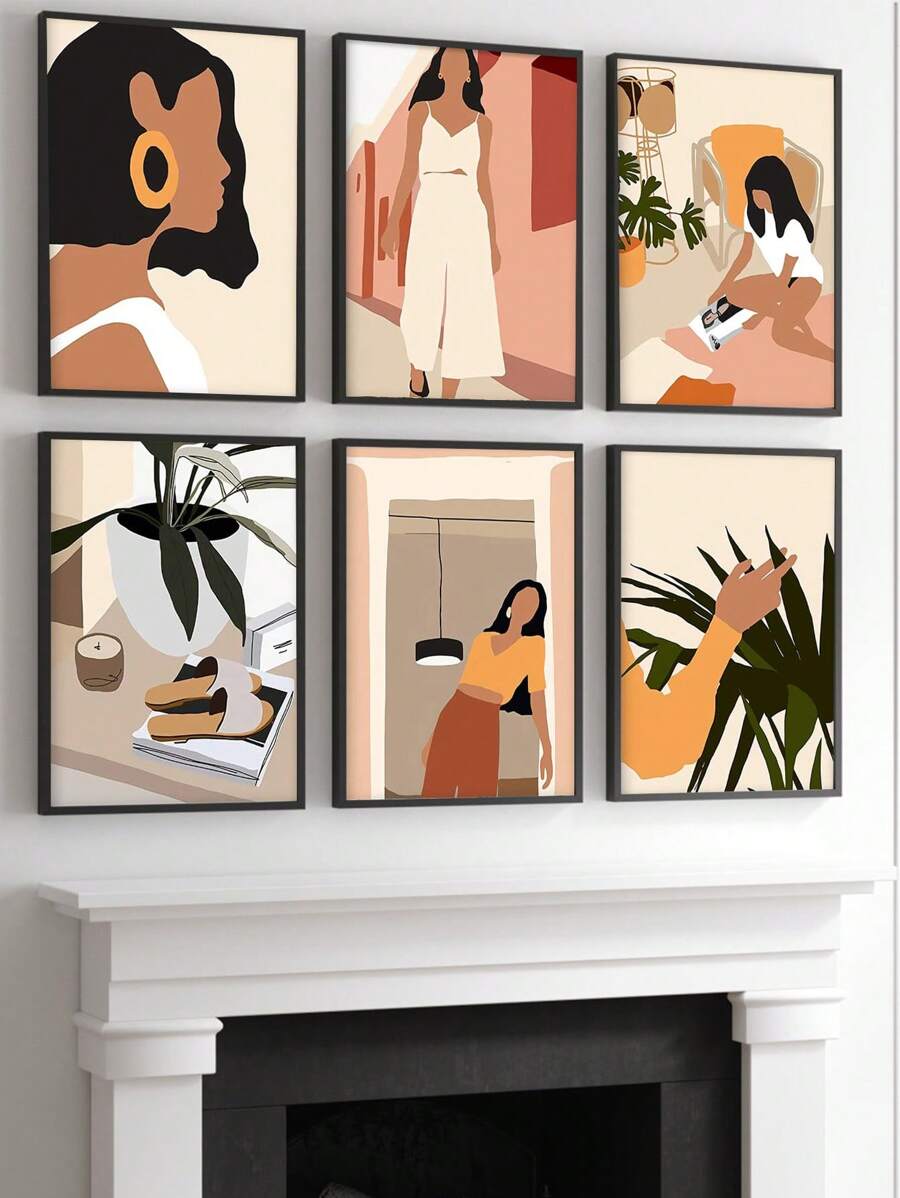 6入diy數字繪畫套裝,適用於成人初學者,無框（8x12英寸/20x30cm）,是生日、母親節、父親節、聖誕節等的理想禮物選擇,適用於家庭聚會、減壓和提高動手能力 - 杏色 - 查看 1