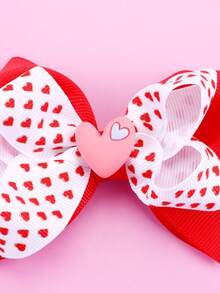1入情人節女士2層髮帶夾，紅色愛心可愛鱷魚夾，女士頭髮飾品。 - 彩色 - 查看 3