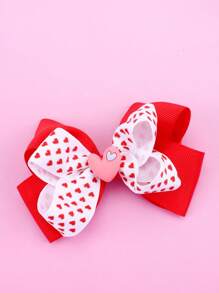 1入情人節女士2層髮帶夾，紅色愛心可愛鱷魚夾，女士頭髮飾品。 - 彩色 - 查看 1