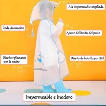 Poncho Impermeable Capa Lluvia Niño Colegio Kinder Escuela - Azul - Ver 4