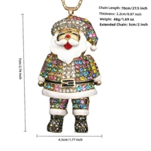 1Pc Fashion Men's Multi-Color Rhinestone Enamel Big 3D Santa Claus Long Chain Necklace 27.5" - Colorful - View 2