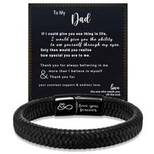 Inspirational Leather Braided Bracelet, Gift From Dad & Mom, Remember You Are Brave, Adjustable, Suitable For Teenage Boys, Christmas Gift For Son - Black - View 10