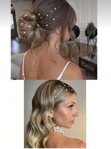 1pack Faux Pearl DIY Hair Accessory - White - View 3