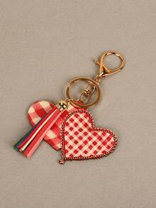 1pc Exquisite Pink Heart Shaped Cute Keychain As Friendship Gift - Multicolor - View 5