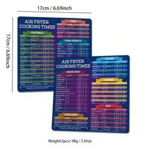 2pcs Air Fryer Magnetic Cheat Sheet Set, Magnetic Air Fryer Cooking Times Chart, Air Fryer Accessories Kitchen Gadgets Quick Reference Guide For Cooking And Frying - Blue - View 4