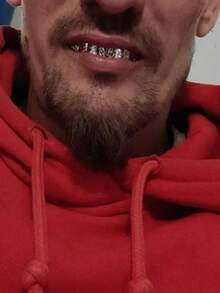 1入男士18k銀色鑽牙齒鍍銅裝飾牙套身體珠寶日常佩戴 - 銀色 - 查看 2