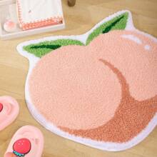 Deramhy Home 1 Stück Pink Peach Badematte, Badematte Für Das Badezimmer Fruit Shaped Badewannenteppich Badewannenflauschiger Duschmatten Waschbar Rutschfest