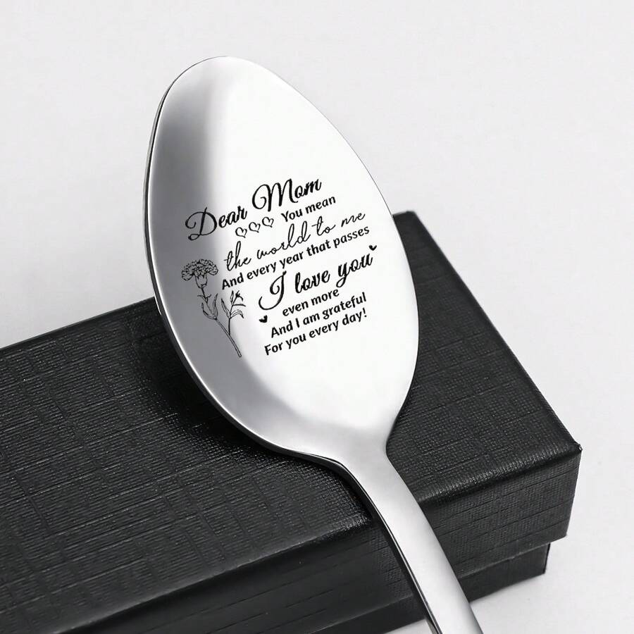 最好的媽媽禮物,不銹鋼雕刻匙,送給姊妹的匙,咖啡匙,麥片匙,冰淇淋匙,甜點匙,果醬匙,假日禮物,生日禮物 - 銀色 - 查看 1