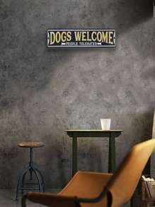 1pc Aluminum Sign Dogs Welcome People Tolerated 16x4inch  Perfect Home Decor For Toilet, Restaurant, Kitchen, Bar,  Funny Home Family Restaurant Wall Art Decor, Sports Bar Pub Cafe Coffee - Multicolor - View 6