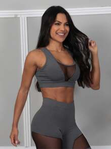 Women Sports Bras - 灰色 - 查看 1