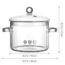Glass Saucepan 2.0 Liter - Heat Resistant Glass Cooking Pot With Lid Sauce Pan For Soup - Transparent - View 4
