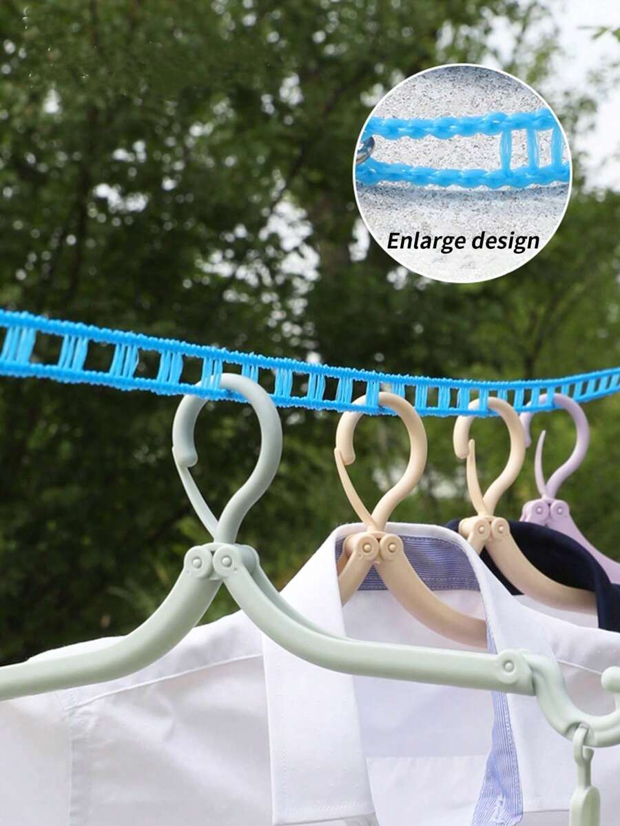 1PC Clothes Drying Rope, Drying Quilt Covers, Balcony Windproof And Anti Slip Fabric Rope, Freely Punching Indoor And Outdoor Clothes Hanging Rope - Green - View 1