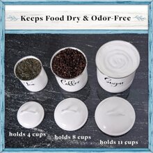Set Of 3 White Kitchen Storage Canisters Airtight Coffee Sugar Tea Canisters - White - View 2