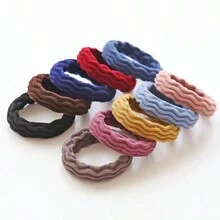 10pcs/Set Random Color Seamless Elastic Hair Ties & Morandi Collection Hair Accessories - Wavy Pattern - View 10