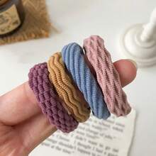 10pcs/Set Random Color Seamless Elastic Hair Ties & Morandi Collection Hair Accessories - Wavy Pattern - View 9
