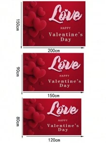 1pc  Valentine'S Day Happy Banner, Love Decoration Wallpaper, Valentine'S Day Background Valentine'S Day Party Decoration - Red - View 2