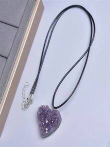 天然紫晶簇吊墜,紫晶石項鍊 - 天然水晶愛心項鍊 - 查看 5