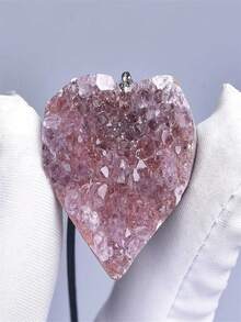 天然紫晶簇吊墜,紫晶石項鍊 - 天然水晶愛心項鍊 - 查看 3