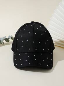 1 Pieza Gorra Negra Elegante Para Mujeres Con Pedrería Colorida Y Borde Decorado Con Estrellas - Negro - Ver 2