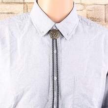 Native American Bolo Tie Rodeo Cowboy Leather Necktie Western Necklace Costume Accessories For Men - Bronze - View 6