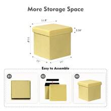 Storage Ottoman Cube, Folding Small Ottoman, Sherpa Ottoman With Storage, Foot Rest Stool Short Ottoman, Footrest Stool Seat For Living Room, Bedroom, 11.8" X 11.8" X 11.8" - 黃色 - 查看 4