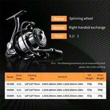 Ryobi Ranmi Spinning Reel 1pc High-Strength Main Body Rubber Handle 5.2:1 High Speed Ratio Bearing Freshwater & Saltwater Fishing Reel - Grey - View 2