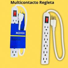 Multicontacto Regleta Extensión Eléctrica 6 Entradas - Blanco - Ver 3
