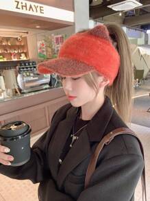 1pc Women's Winter Hat, Korean Style Sweet Knit Cap With Warm Thermal Lined , Ear Flaps And Ponytail Hole, Windproof And Suitable For Outdoor Activities And Sports In The Colder Seasons - Black - View 7