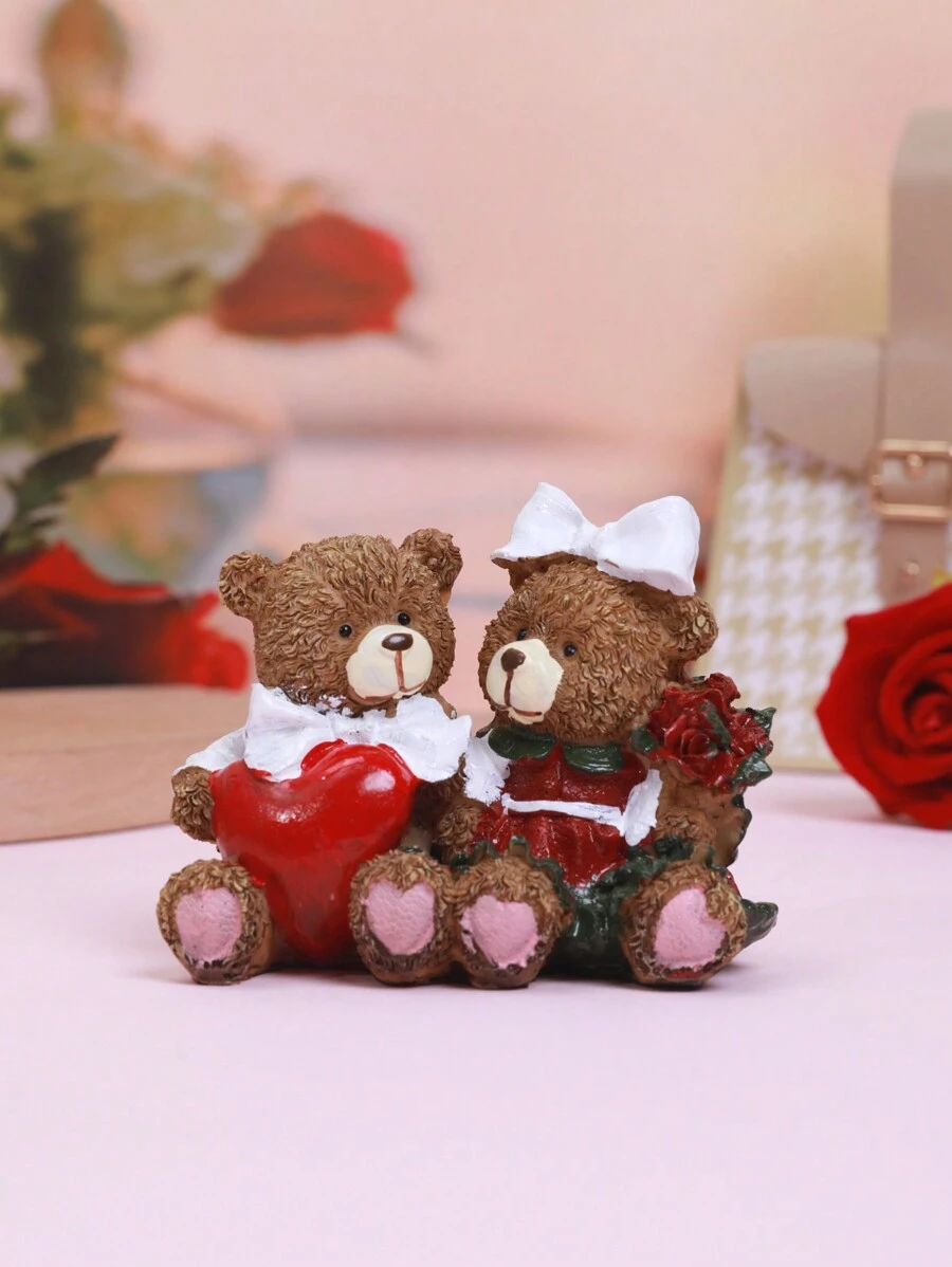 1入組樹脂製泰迪熊造型家居裝飾品,適用於情人節 - 彩色 - 查看 1