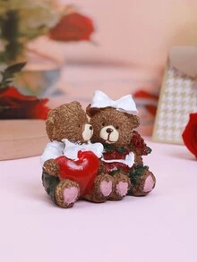1入組樹脂製泰迪熊造型家居裝飾品,適用於情人節 - 彩色 - 查看 3
