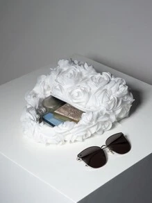 Elegant Rose Pattern Clutch Bag For Banquet, Wedding Party Handbag, Sweet Lady Wallet, Valentine'S Day Women'S Gift (Random Pattern) Valentines - White - View 7