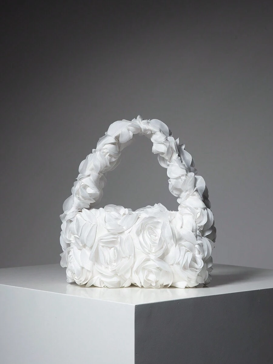 Elegant Rose Pattern Clutch Bag For Banquet, Wedding Party Handbag, Sweet Lady Wallet, Valentine'S Day Women'S Gift (Random Pattern) Valentines - White - View 1