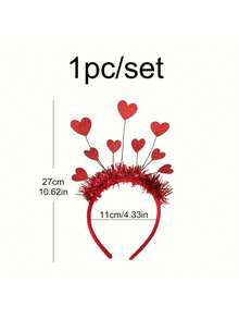 1pc, Heart Headband, Valentine'S Day Headwear, Atmosphere Dress Up Headwear, Photo Booth Props, Holiday Ornament, Creative Small Gifts, Party Accessories, Party Decor Supplies - Red - View 2