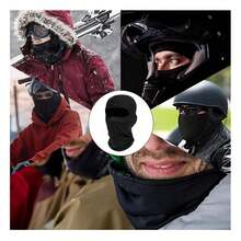 拉瓦滑雪面罩摩托車騎乘頸部保暖頭盔防紫外線無簷小便帽男女安全帽 - 黑色 - 查看 4